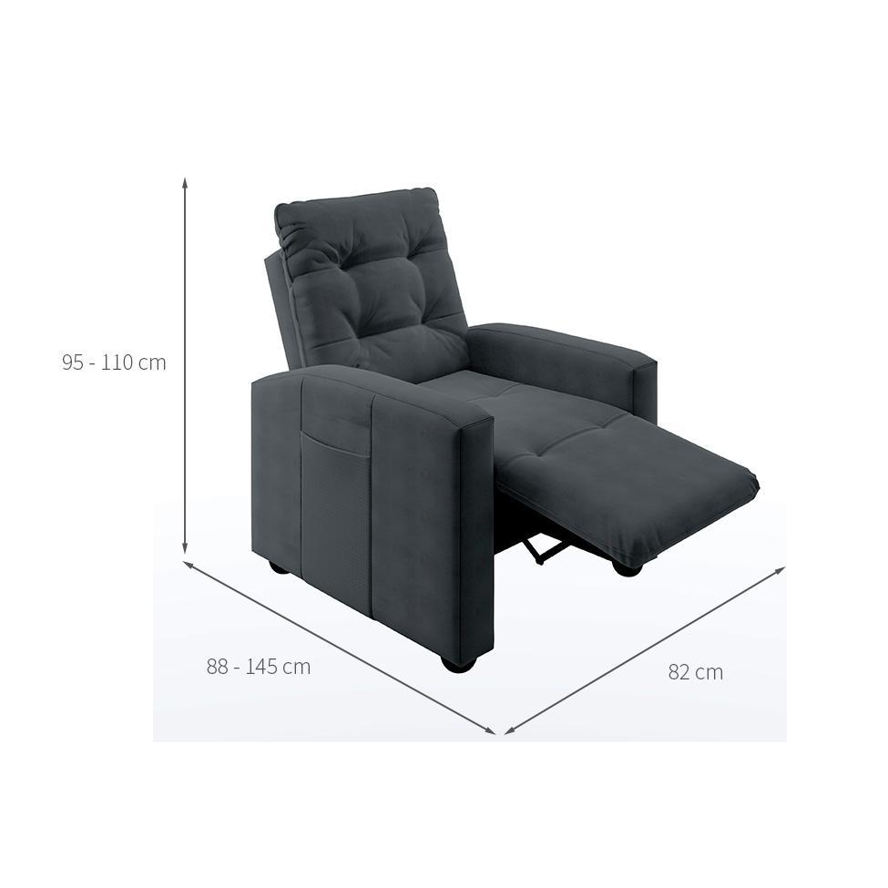 Poltrona Reclinável Elétrica Titano Veludo Cinza - 3