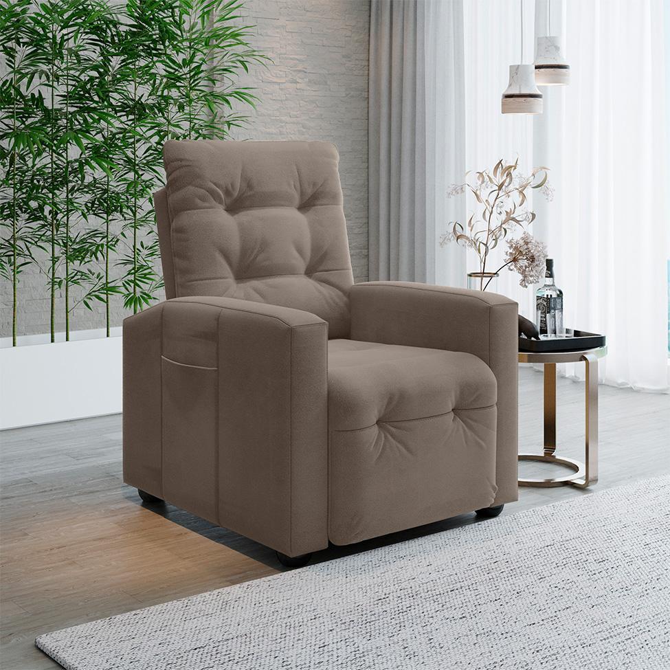 Poltrona Reclinável Elétrica Titano Veludo Capuccino - 2