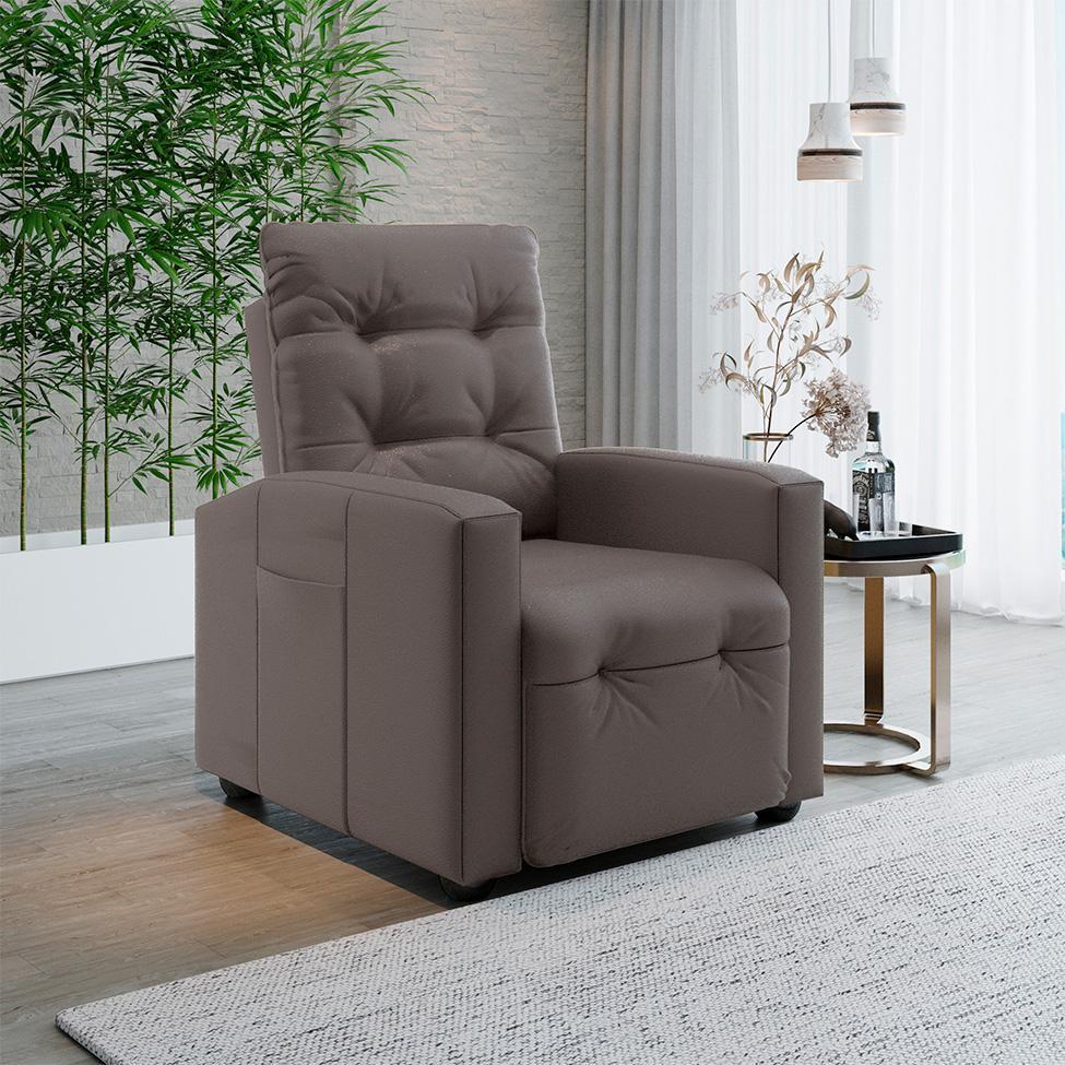 Poltrona Reclinável Elétrica Titano Revestimento Sintético Marrom - 2