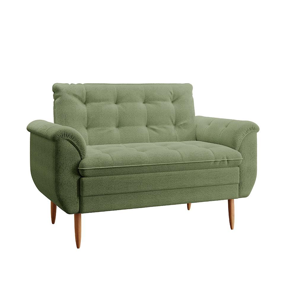 Poltrona Namoradeira Xangai Bouclé Verde Oliva - 1