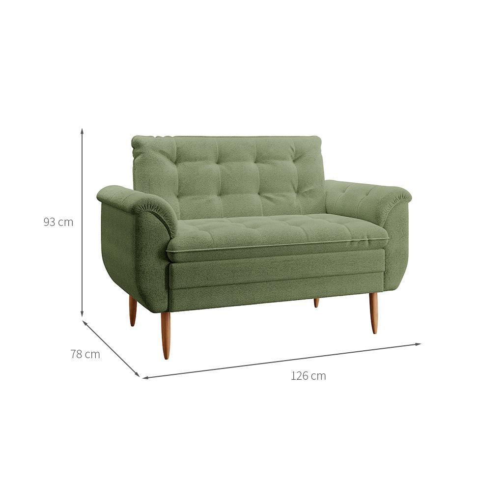 Poltrona Namoradeira Xangai Bouclé Verde Oliva - 3