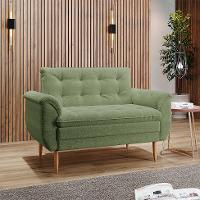 Poltrona Namoradeira Xangai Bouclé Verde Oliva - 2