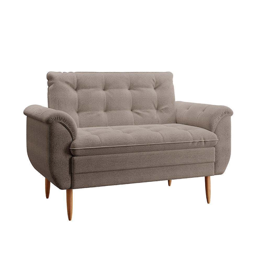 Poltrona Namoradeira Xangai Bouclé Marrom - 1