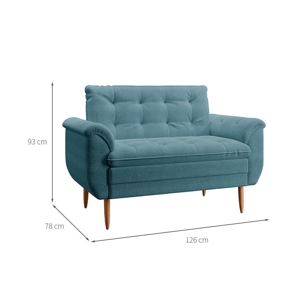 Poltrona Namoradeira Xangai Bouclé Azul - 3