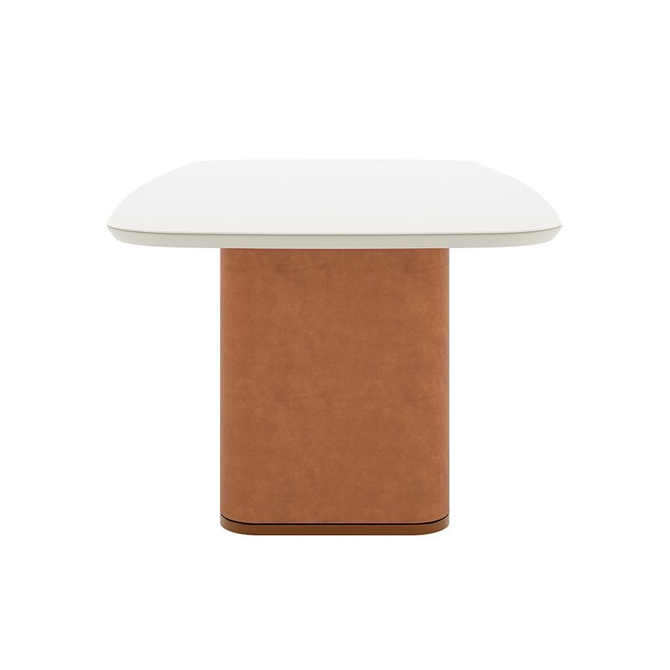 Mesa de Jantar Retangular com Tampo de Vidro Off White Lintz Caramelo e Canela 184 cm - 4