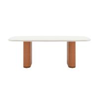 Mesa de Jantar Retangular com Tampo de Vidro Off White Lintz Caramelo e Canela 184 cm - 2