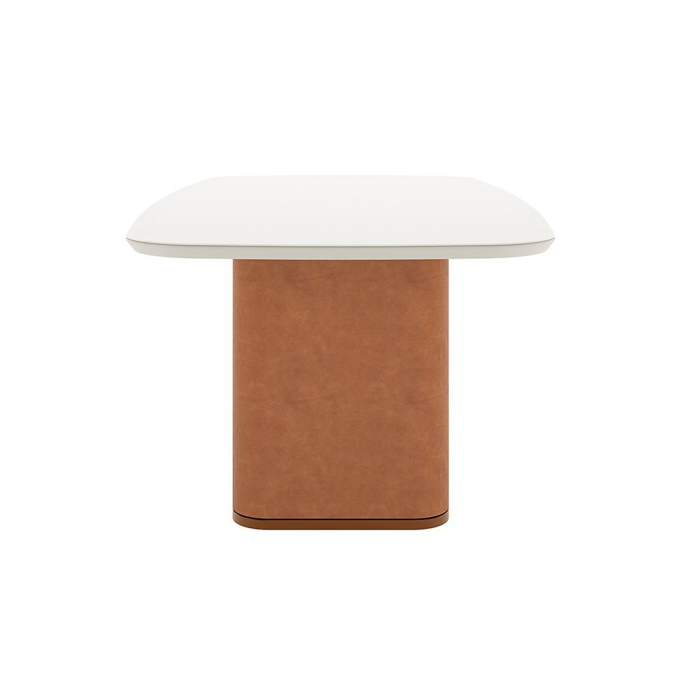 Mesa de Jantar Retangular com Tampo de Vidro Off White Lintz Caramelo e Canela 219 cm - 5