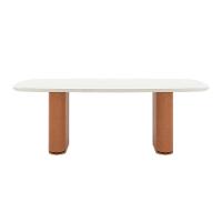 Mesa de Jantar Retangular com Tampo de Vidro Off White Lintz Caramelo e Canela 219 cm - 2
