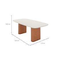 Mesa de Jantar Retangular com Tampo de Vidro Off White Lintz Caramelo e Canela 219 cm - 3