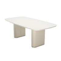 Mesa de Jantar Retangular com Tampo de Vidro Off White Lintz Bege e Champanhe 219 cm - 1