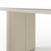 Mesa de Jantar Retangular com Tampo de Vidro Off White Lintz Bege e Champanhe 219 cm