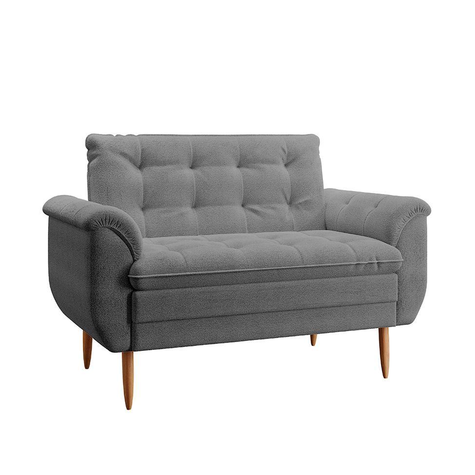 Poltrona Namoradeira Xangai Bouclé Cinza - 1