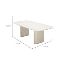 Mesa de Jantar Retangular com Tampo de Vidro Off White Lintz Bege e Champanhe 184 cm - 3