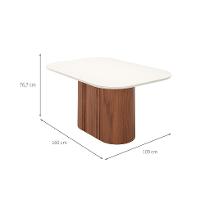 Mesa de Jantar Retangular com Tampo de Vidro Off White Kalina Canela 160 cm - 3