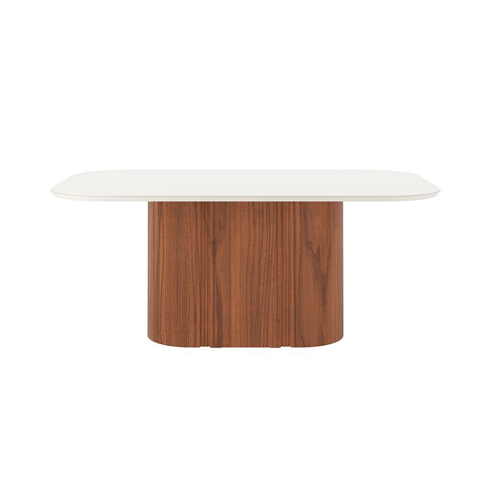 Mesa de Jantar Retangular com Tampo de Vidro Off White Kalina Canela 184 cm - 2