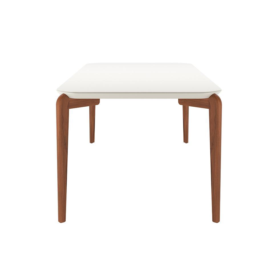 Mesa de Jantar Retangular com Tampo de Vidro Off White Donatella Natural 219 cm - 4