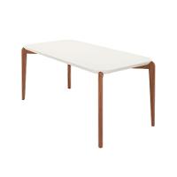 Mesa de Jantar Retangular com Tampo de Vidro Off White Donatella Natural 219 cm - 1