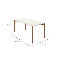Mesa de Jantar Retangular com Tampo de Vidro Off White Donatella Natural 219 cm - 3
