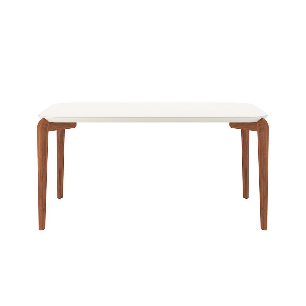 Mesa de Jantar Retangular com Tampo de Vidro Off White Donatella Natural 160 cm - 2