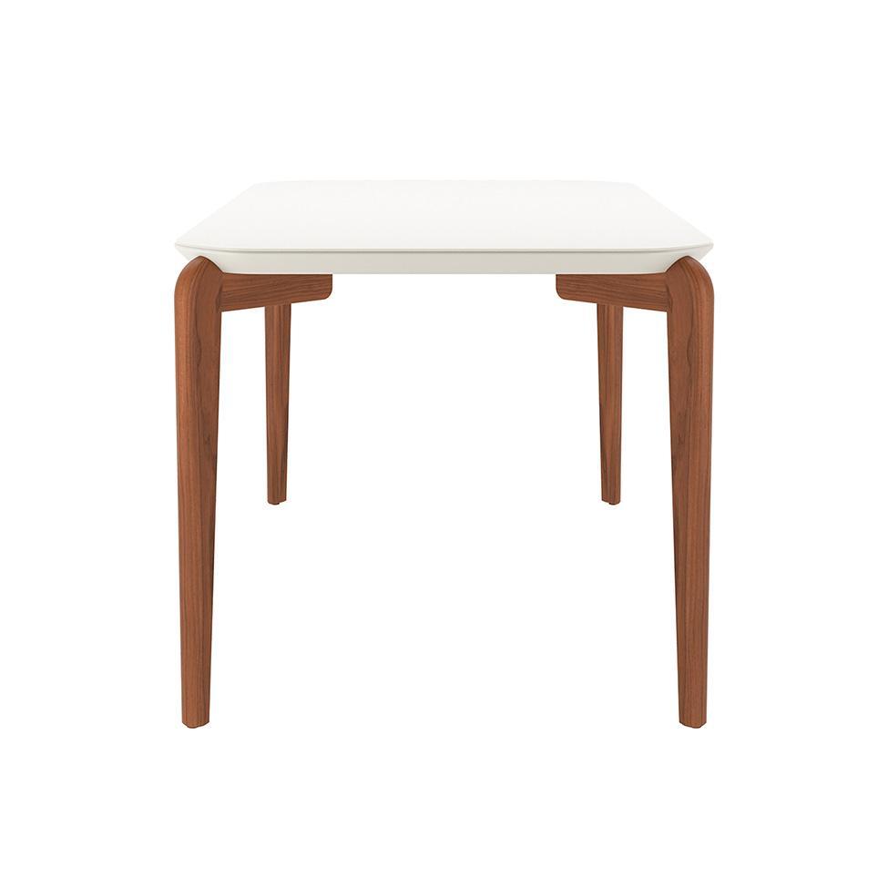 Mesa de Jantar Retangular com Tampo de Vidro Off White Donatella Natural 160 cm - 4