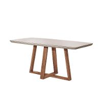 Mesa de Jantar Retangular com Tampo de Vidro Off White Bennett Natural 180 cm - 1