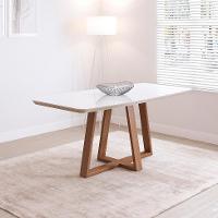 Mesa de Jantar Retangular com Tampo de Vidro Off White Bennett Natural 180 cm - 2