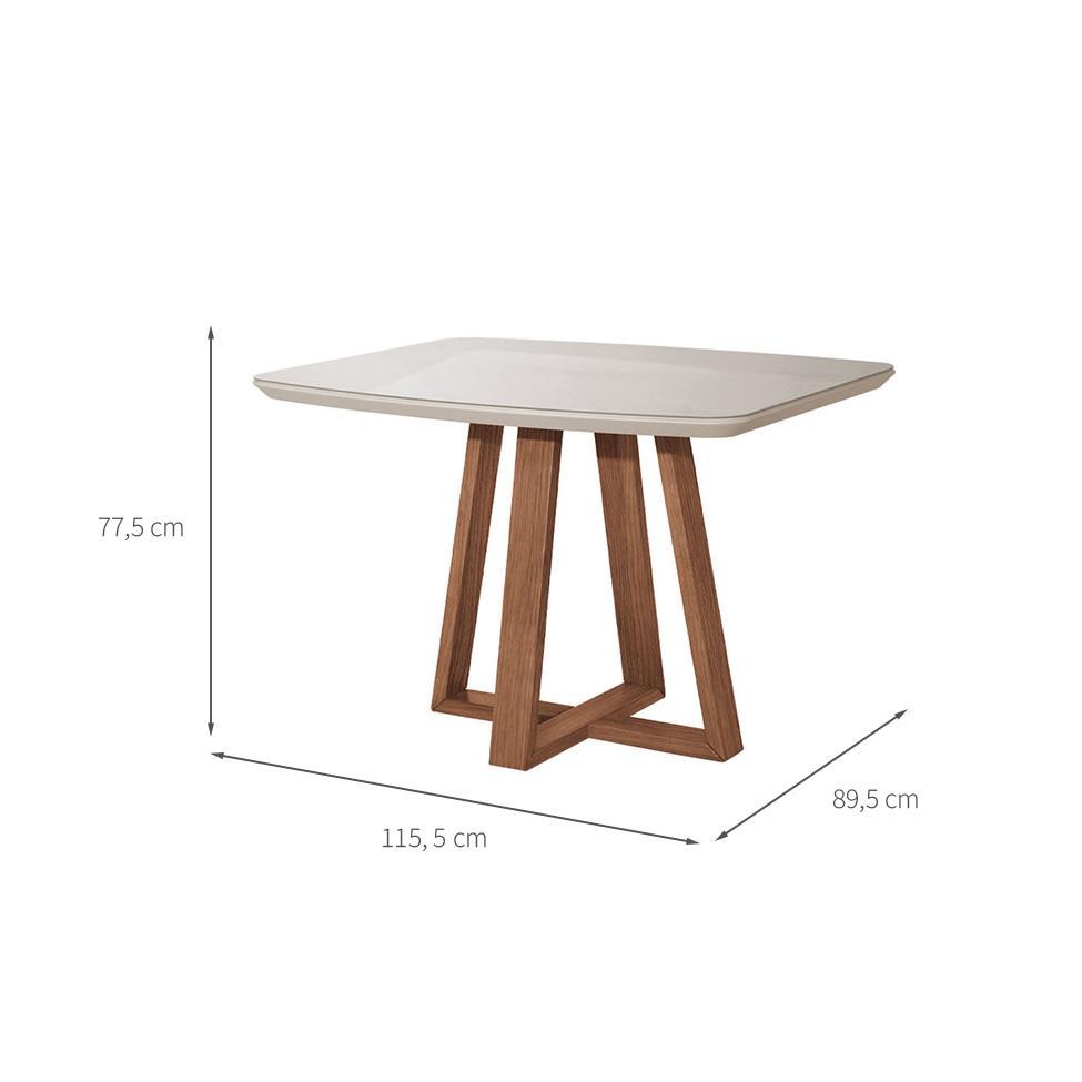Mesa de Jantar Retangular com Tampo de Vidro Off White Bennett Natural 116 cm - 3