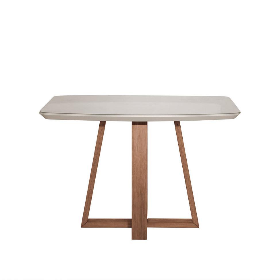 Mesa de Jantar Retangular com Tampo de Vidro Off White Bennett Natural 116 cm - 4