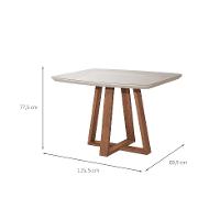 Mesa de Jantar Retangular com Tampo de Vidro Off White Bennett Natural 116 cm - 3