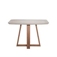 Mesa de Jantar Retangular com Tampo de Vidro Off White Bennett Natural 116 cm - 4