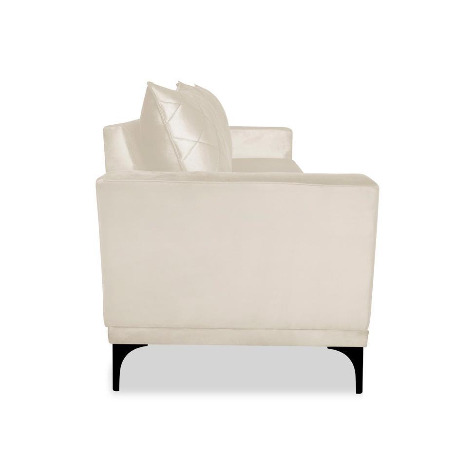 Sofá 3 Lugares Eros Veludo Bege 200 cm - 7