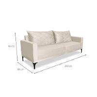 Sofá 3 Lugares Eros Veludo Bege 200 cm - 3