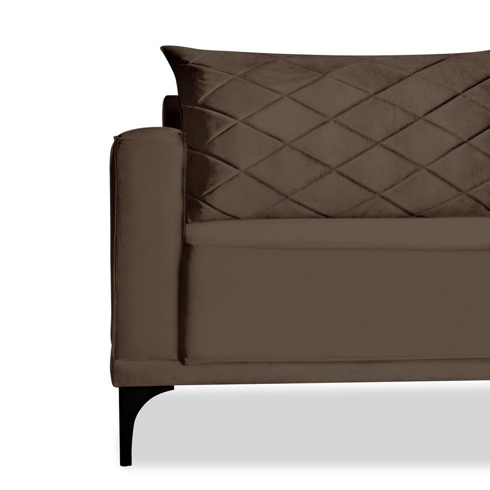 Sofá 2 Lugares Eros Veludo Marrom 160 cm - 5