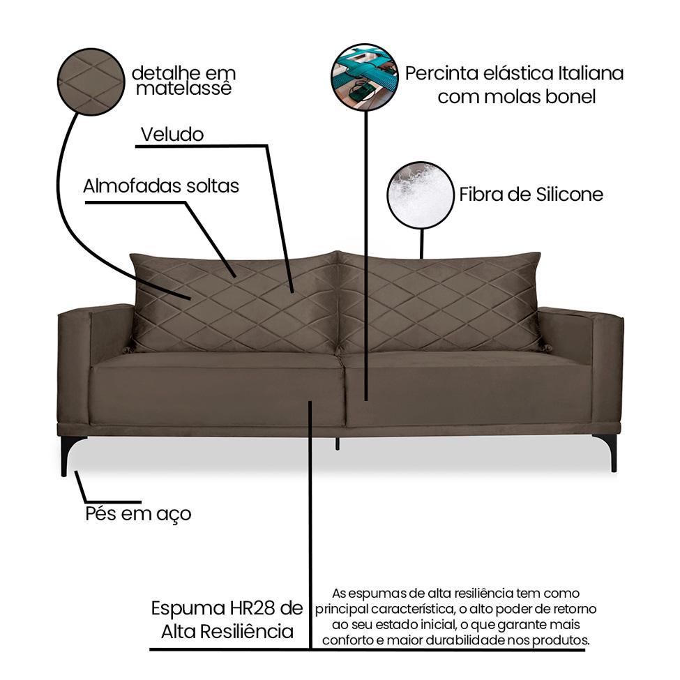 Sofá 2 Lugares Eros Veludo Marrom 160 cm - 8