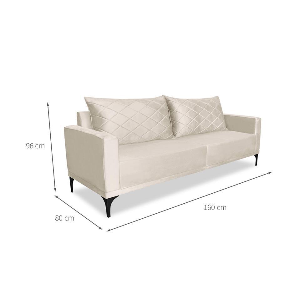 Sofá 2 Lugares Eros Veludo Bege 160 cm - 3