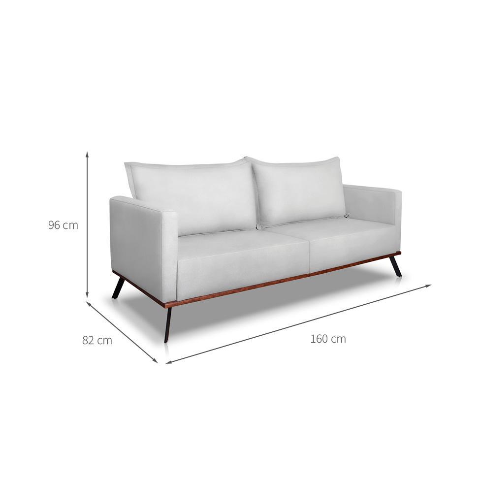 Sofá 2 Lugares Zeus Veludo Prata 160 cm - 3