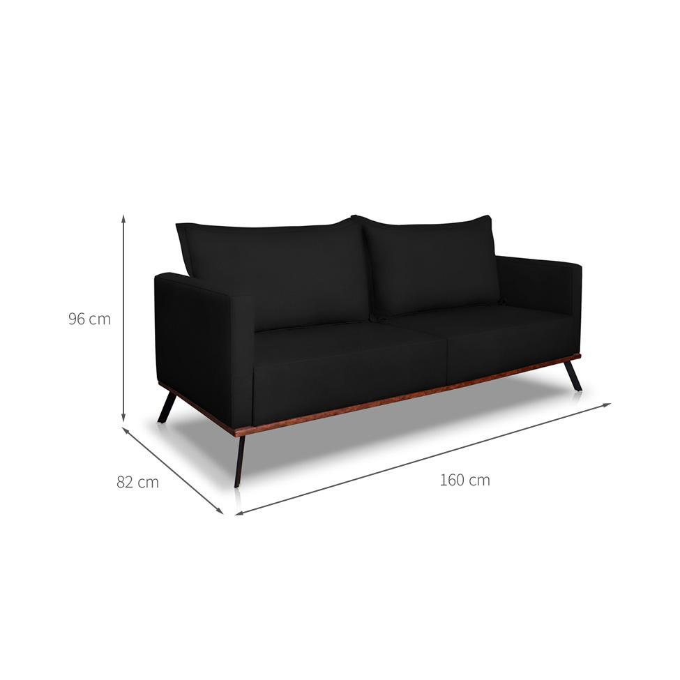 Sofá 2 Lugares Zeus Veludo Preto 160 cm - 3