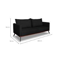 Sofá 2 Lugares Zeus Veludo Preto 160 cm - 3