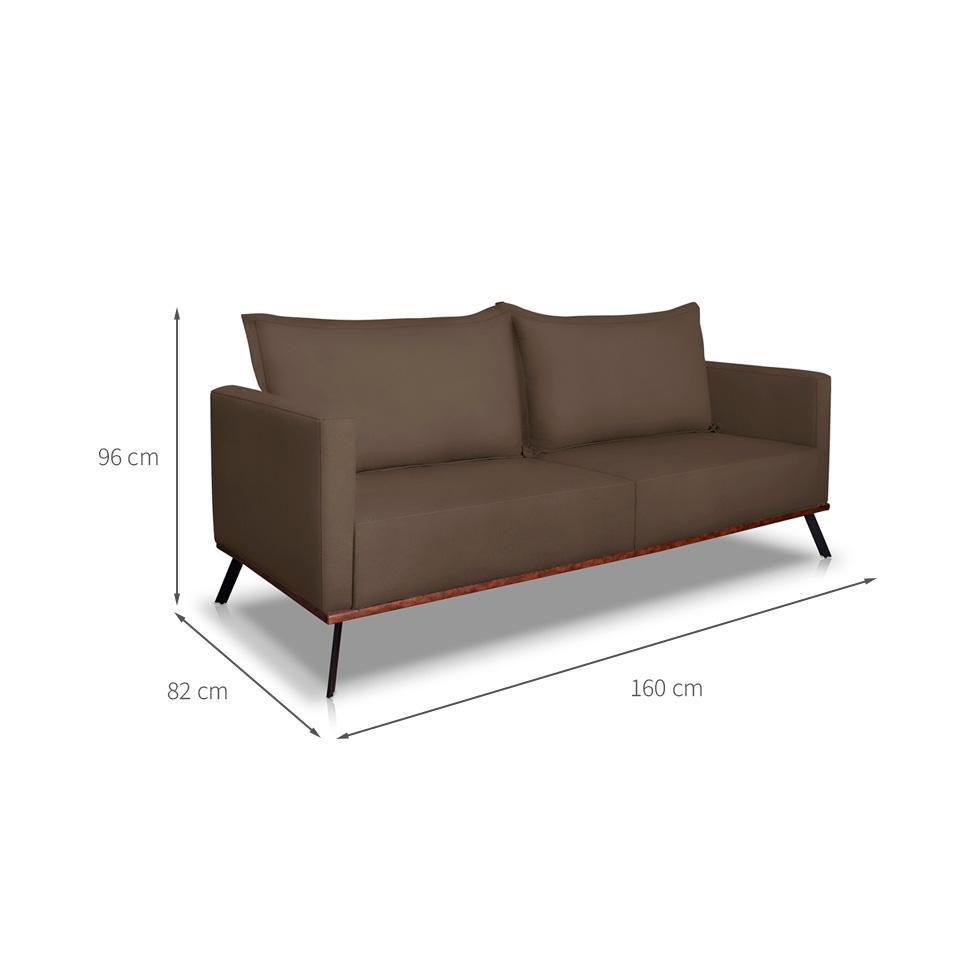 Sofá 2 Lugares Zeus Veludo Marrom 160 cm - 3