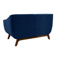 Sofá 2 Lugares Atenas Veludo Azul Marinho e Amadeirado - 3