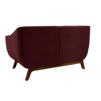 Sofá 2 Lugares Atenas Veludo Bordô e Amadeirado - 3