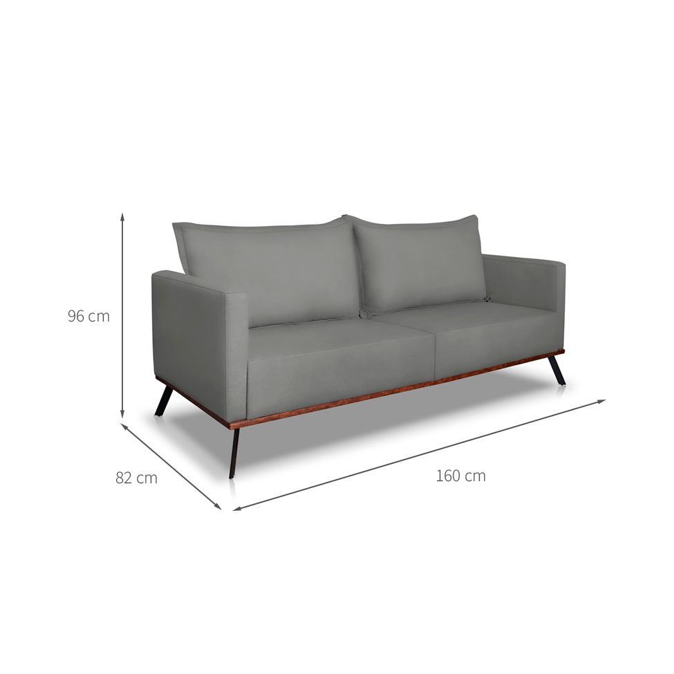 Sofá 2 Lugares Zeus Veludo Cinza Chumbo 160 cm - 3