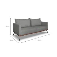 Sofá 2 Lugares Zeus Veludo Cinza Chumbo 160 cm - 3