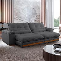 Sofá 3 Lugares Retrátil e Reclinável Qatar Veludo Cinza 220 cm - 2