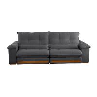 Sofá 3 Lugares Retrátil e Reclinável Qatar Veludo Cinza 220 cm