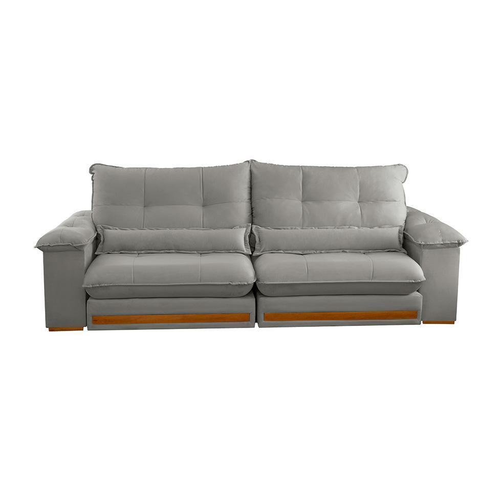 Sofá 3 Lugares Retrátil e Reclinável Qatar Linho Cinza 220 cm - 4
