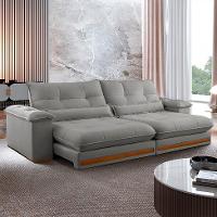 Sofá 3 Lugares Retrátil e Reclinável Qatar Linho Cinza 220 cm - 2