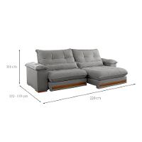 Sofá 3 Lugares Retrátil e Reclinável Qatar Linho Cinza 220 cm - 3