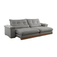 Sofá 3 Lugares Retrátil e Reclinável Qatar Linho Cinza 220 cm - 5