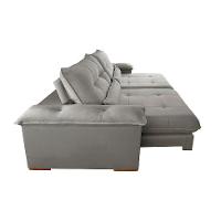 Sofá 3 Lugares Retrátil e Reclinável Qatar Linho Cinza 220 cm - 6